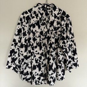 100% Linen Shirt Woman Blouse White Black Size 22W